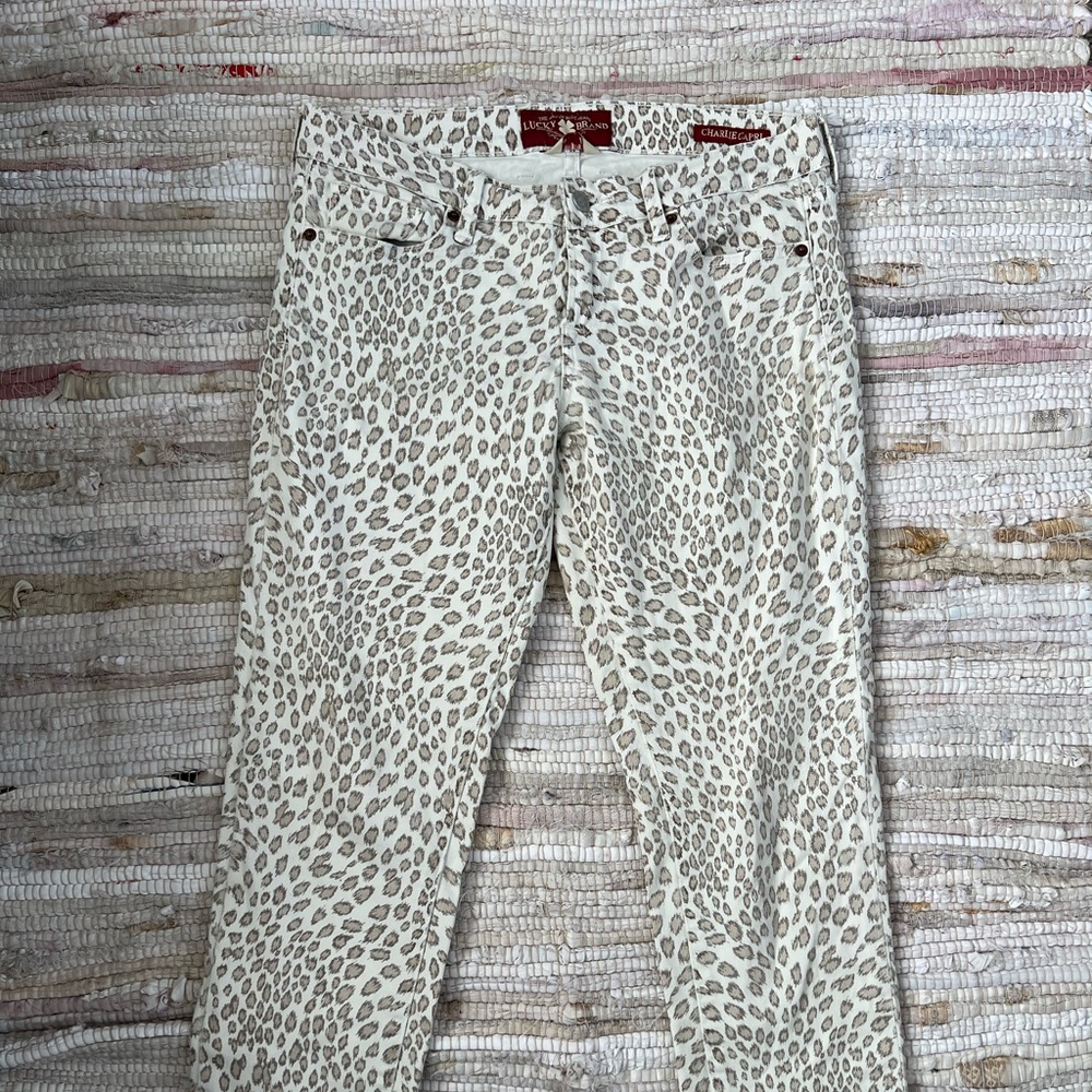 Lucky Brand Jeans Charlie Capri Size 8/29 Animal Leopard Denim Jeans